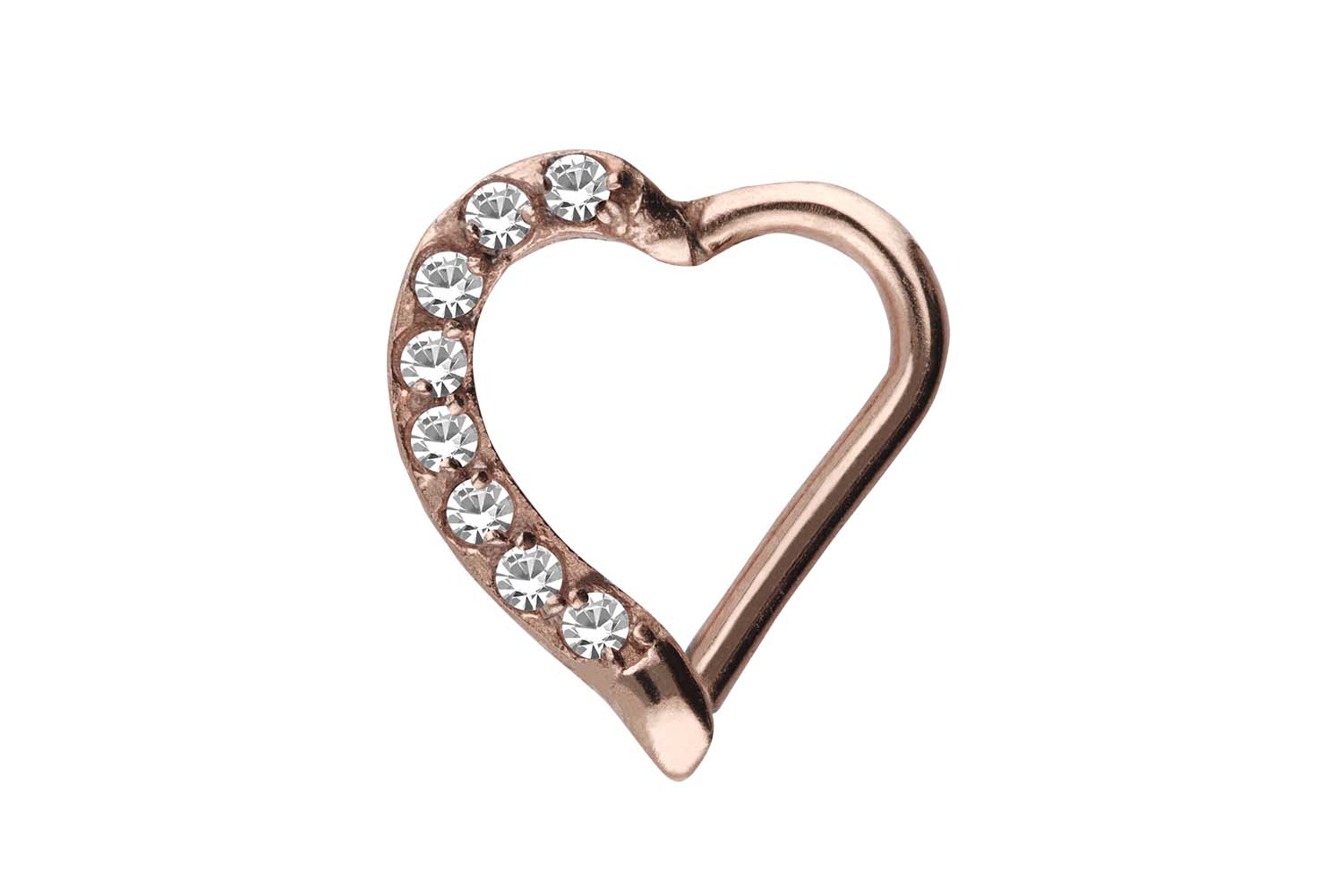 Chirurgenstahl Clicker HERZ + EINGEFASSTE KRISTALLE von Piercingline